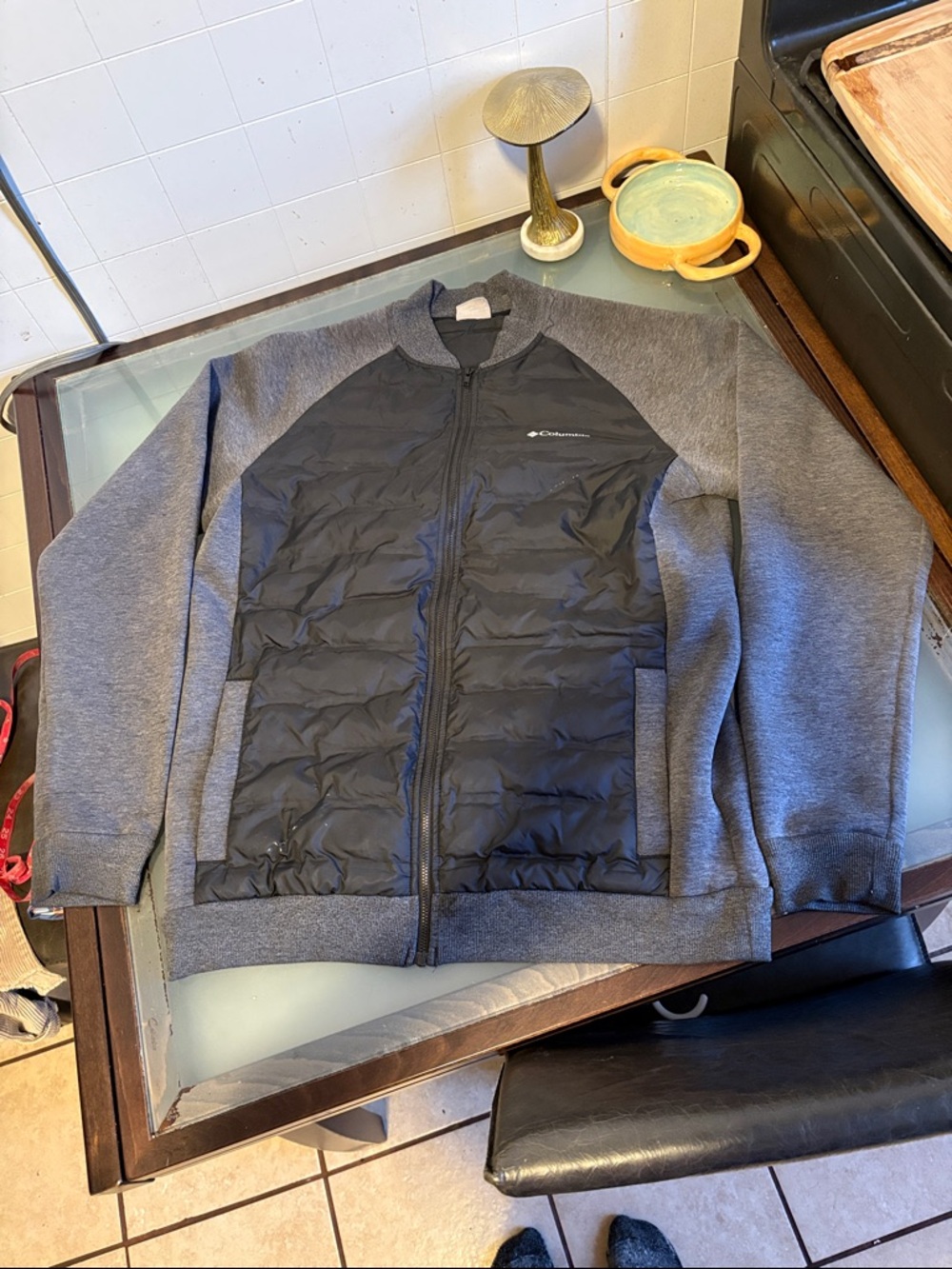 Columbia Men's Black and Charcoal Puffer Jacket